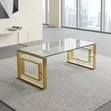 Modern Gold Metal Frame Coffee Table with Glass Top - 2
