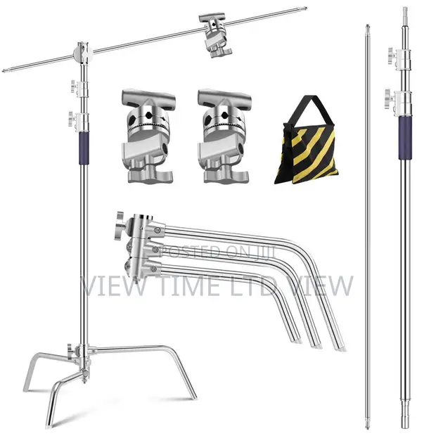 KF Concept 3.3m Heavy Duty Stainless Steel C Stand with Boom Arm - 1