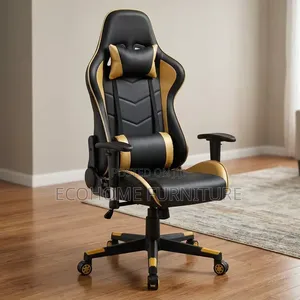 Gaming Chair Black Gold Ergonomic with Footrest