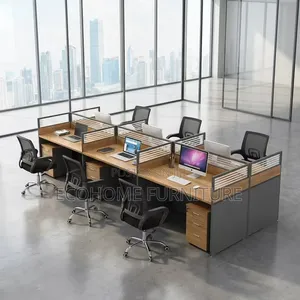 Office Workstation 6 Seater With Privacy Panels Storage