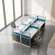 4-Seater Office Workstation with Blue Privacy Panels - 2