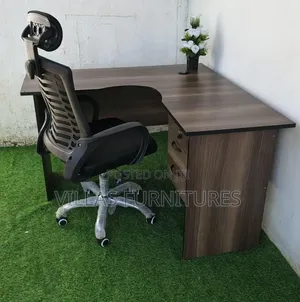 Dawati la Ofisi la L-Shape la Kisasa na Kiti
