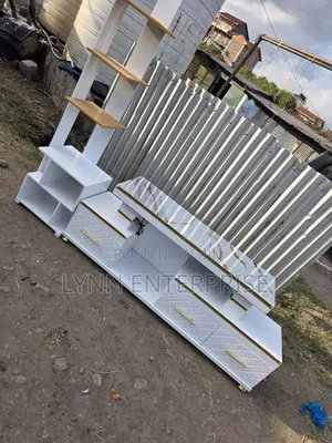 TV Stand with LED Lights and Inbuilt Flower Decor Stand