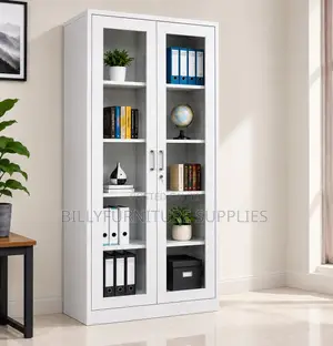 2-Door Office Filing Cabinet with Full Glass Doors