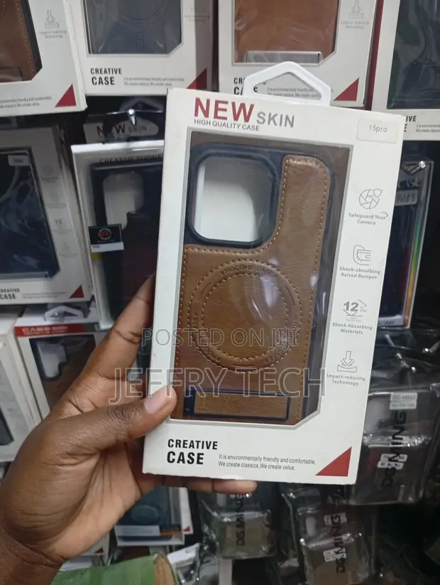 Mocome PU Leather MagSafe Case with Kickstand for iPhone 15 Pro - 1