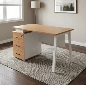 Ergonomic Office Desk with Drawers - Brown