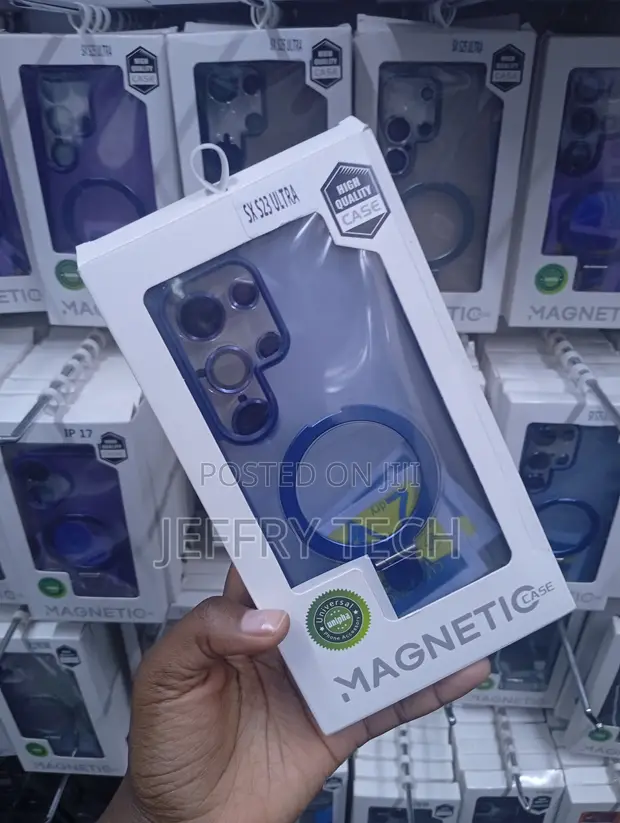 Blue Samsung Galaxy S23 Ultra Magnetic Ring-Stand Case - 1