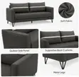 5-Seater Office Visitor Sofa Set - Gray Leather - 3