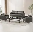 5-Seater Office Visitor Sofa Set - Gray Leather - 4