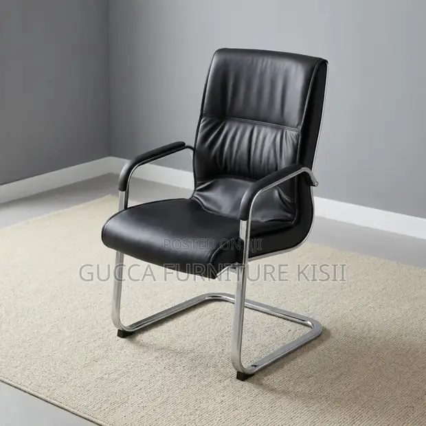 Brand New Leather Office Visitor Chairs with Chrome Base - 1