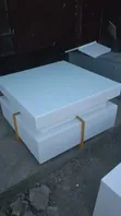 White Modern Executive Square Coffee Table with Metal Stand - 1