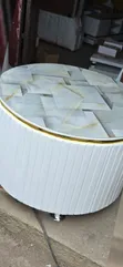 White Modern Executive Round Coffee Table - 2