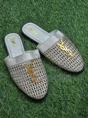 Woven YSL-logo Flat Mules