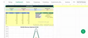 Kiolezo cha Excel Biashara Ndogo - Mauzo, Gharama, Faida ya Hisa