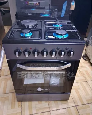 Nunix Cooker ya Bure ya Kusimama 60x60cm yenye Burners 3 za Gesi & Plate ya Umeme