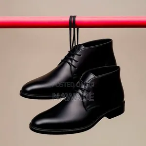 Viatusi vya Ngozi Halisi vya Wanaume vya Lace-Up - Nyeusi