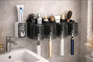 Wall-Mounted Toothbrush Holder & Toothpaste Dispenser Set