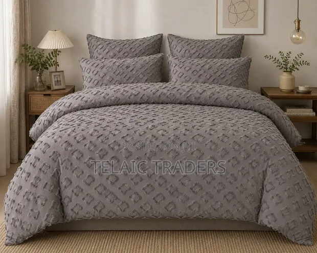 Luxury Tufted Wave Duvet Cover Set with Bedsheet - 1