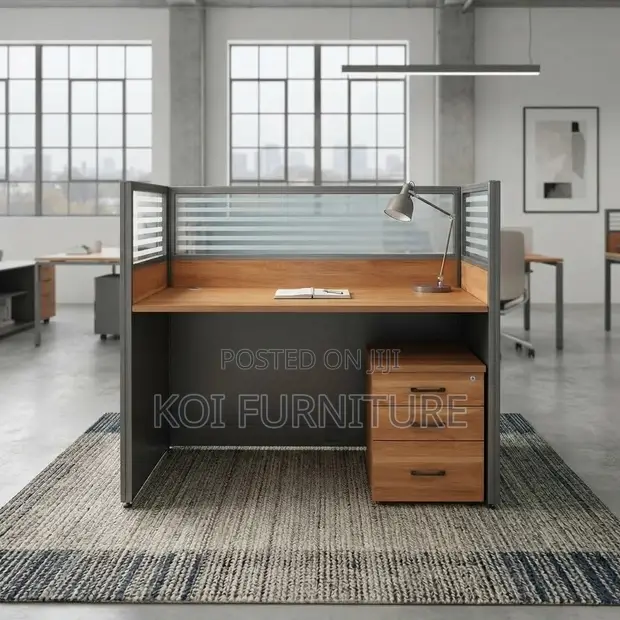 Office Workstation - Blue and Brown - 1