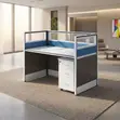 Office Workstation - Blue and Brown - 3