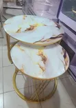 White Marble Nesting Coffee Table - Glass Effect - 2