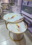 Elegant White Marble Effect Nesting Table Set - 2