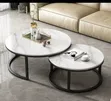 Modern Luxury 2-in-1 Marble Nesting Tables with Black Stand - 2