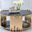 Premium Glass Top Coffee Table - Round Metal Frame - 5