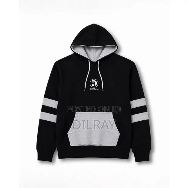 DilRay Men's Black-Grey Hoodie - 1