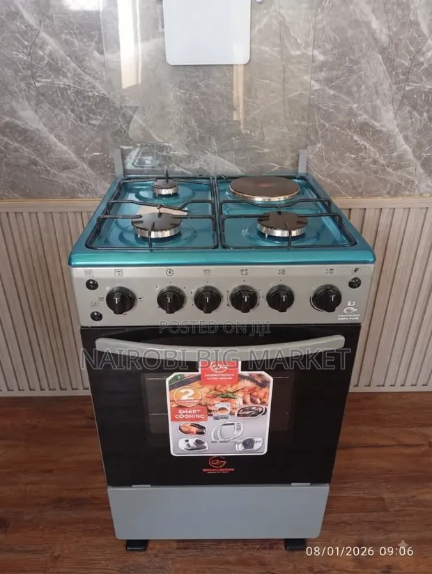 Eurochef Free Standing 3 Gas Burner +1 Electric Cooker Electric Oven - 1