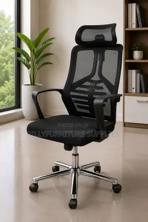 Kiti cha Ofisi cha Mesh Nyeusi cha Mtendaji chenye Headrest Kinachoweza Kurekebishwa