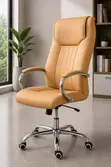 High Back Quilted Leather Swivel Chair - 2