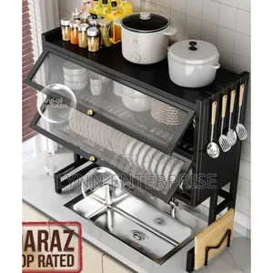 Double Layer Over Sink Dish Rack with Acrylic Cover