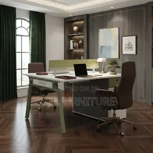 Two-User Wooden Office Workstation Table