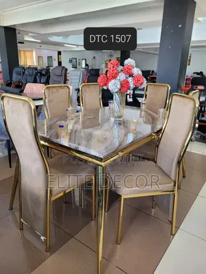 Executive Marble Glass Top 6-Seater Dining Table