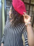 Handmade Red Crochet Beret Hat - 2