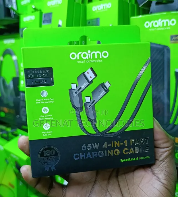 Oraimo SpeedLine 4 OCD-155 65W 4-in-1 Fast Charging Cable 1M - 1