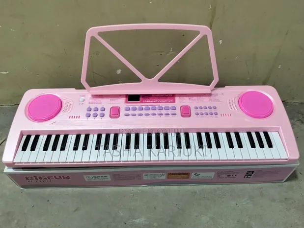 Piano ya Kielektroniki Inayochajiwa - Vifunguo 61 (Pink) - 1