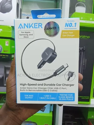 Anker Nano Car Charger 75W USB-C na Cable Inayorudishwa