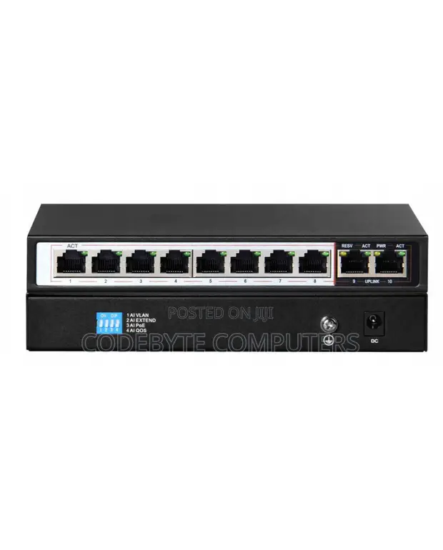 D-Link DES-F1010P-E/B 10-Port Long Range PoE Switch - 1