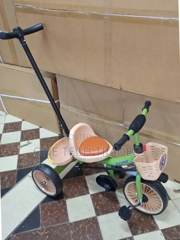 Tricycle ya Kushinikiza yenye Kiti cha Ngozi - 1