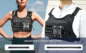 Black Tactical Sports Chest Rig Bag with Front Utility Pouch