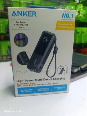 Anker Zolo Power Bank 25,000mAh, 165W, Na Cables Zinazoweza Kurudishwa