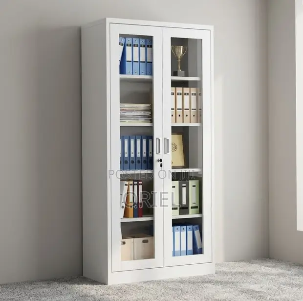 Office Cabinet: Full 2-Door Glass Filing Cabinet - 1
