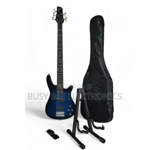 5-String Electric Bass Guitar with Bag, Belt, and Stand