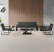 5-Seater Black Leather Office Sofa Set - 1