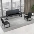 5-Seater Black Leather Office Sofa Set - 2