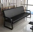 5-Seater Black Leather Office Sofa Set - 5