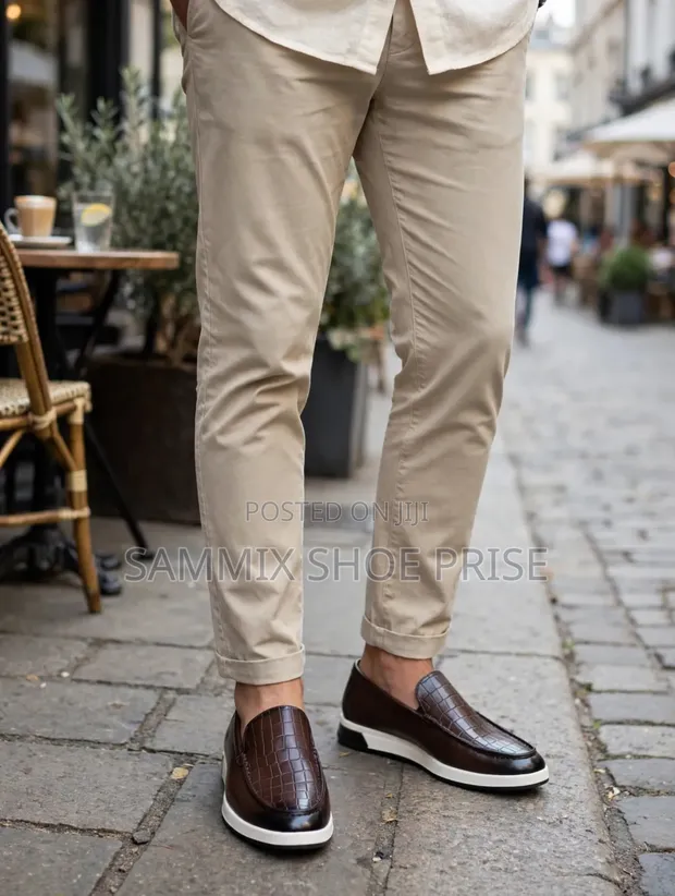 John Foster Italian Style Croc Embossed Loafers - 1