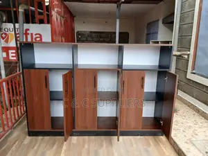 6-Door Credenza Filing Cabinet - Brown Wood
